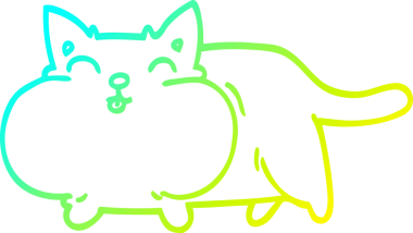 Bir insan tarafından çizilen mutlu çizgi bir kedinin soğuk gradyan çizimi