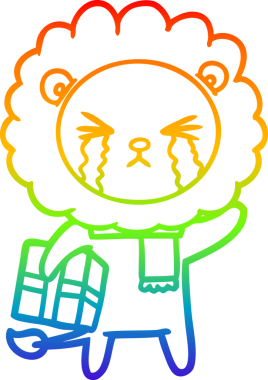 Bir insan tarafından çizilmiş ağlayan bir aslanın çizgi çizimi.