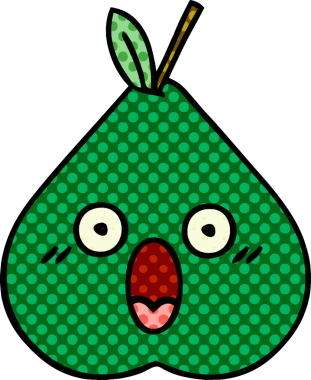 bir insan tarafından çizilmiş bir armut karikatürü.