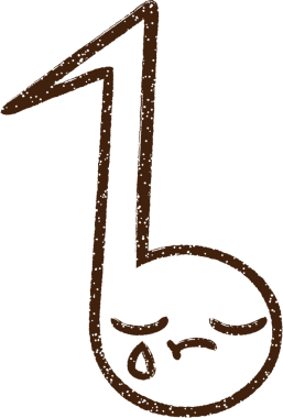 Bir insan tarafından çizilmiş hüzünlü bir müzikal defter karakteri.