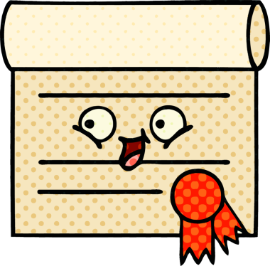 bir insan tarafından çizilmiş bir sertifikanın çizgi roman tarzı