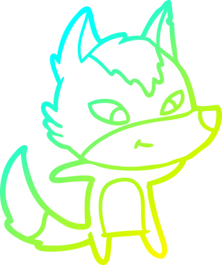 Bir insan tarafından çizilmiş dost canlısı bir kurt çizgi çizimi.