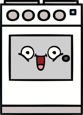 Bir insan tarafından çizilmiş güzel bir mutfak fırını karikatürü.