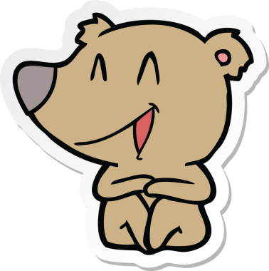 Bir insan tarafından çizilmiş, gülen ayı çizgi filminin çıkartması.