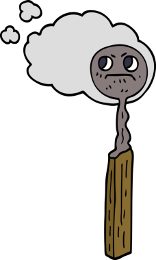 Bir insan tarafından çizilmiş karikatür yanmış kibrit.