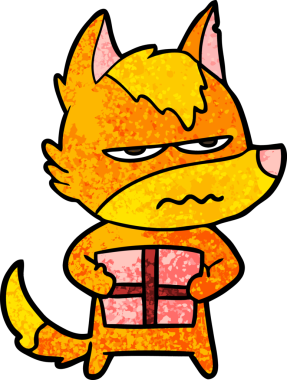 Bir insan tarafından çizilmiş tilki çizgi film karakteri.