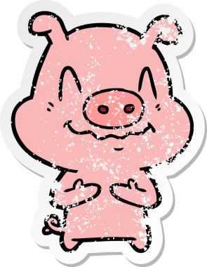 Bir insan tarafından çizilmiş sinirli bir domuzun sıkıntılı çıkartması.