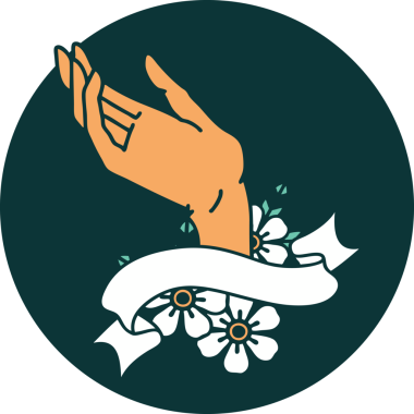 bir insan tarafından çizilmiş bir el pankartıyla dövme biçimi simgesi