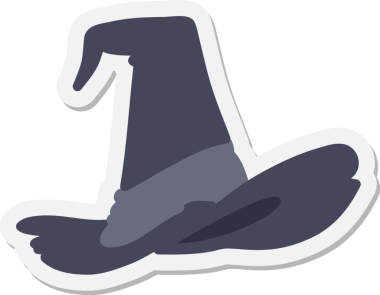 Bir insan tarafından çizilmiş ürkütücü cadı şapkası çıkartması.