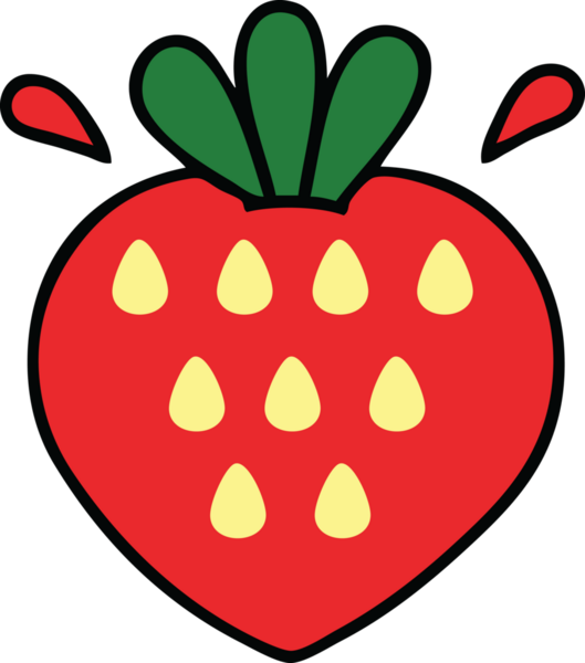 Bir insan tarafından çizilmiş şirin bir çilek karikatürü.