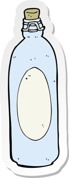 Bir insan tarafından çizilmiş geleneksel bir şişe karikatürü çıkartması.