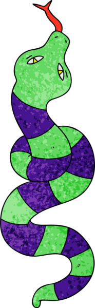 Bir insan tarafından çizilmiş tuhaf çizgi film yılanı.