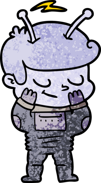 Bir insan tarafından çizilmiş çekingen çizgi film uzay adamı.