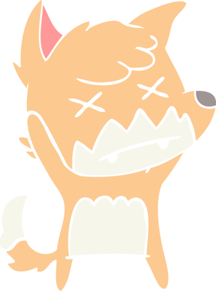 Bir insan tarafından çizilmiş düz renk çizgi film şaşı tilki