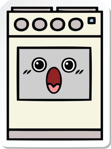 Bir insan tarafından çizilmiş şirin bir mutfak fırınının çıkartması.