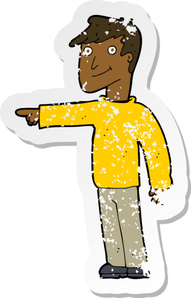 Bir insan tarafından çizilmiş karikatür adamın gerilmiş çıkartması.