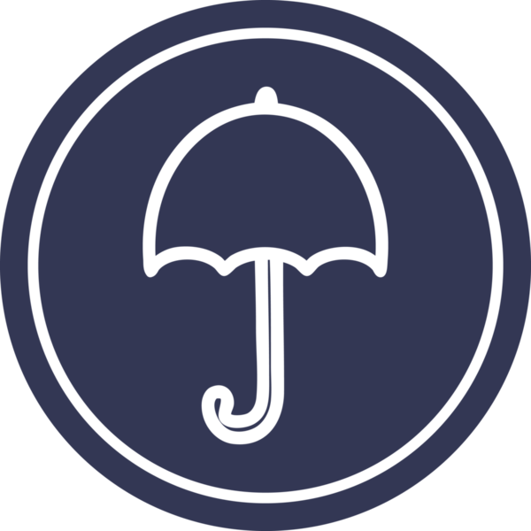 Bir insan tarafından çizilmiş şemsiye dairesel simgesini aç