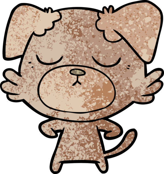 Bir insan tarafından çizilmiş şirin bir çizgi film köpeği.