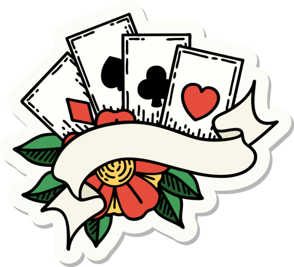 Geleneksel kart stili ve bir insan tarafından çizilmiş dövme çıkartması.