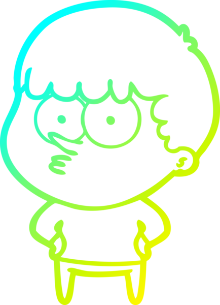 Bir çizgi film karakteri çizen soğuk gradyan bir insan tarafından çizilmiş meraklı çocuk.