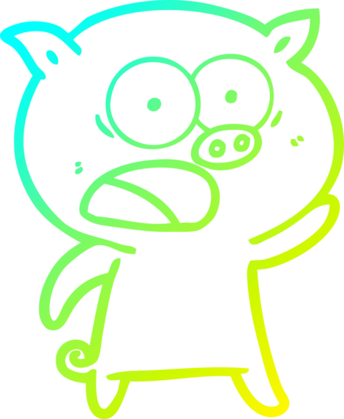 Bir insan tarafından çizilmiş bağıran domuz çizgi filmi çizimi.