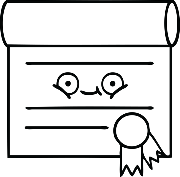 Bir insan tarafından çizilmiş bir sertifikanın çizgi çizimi