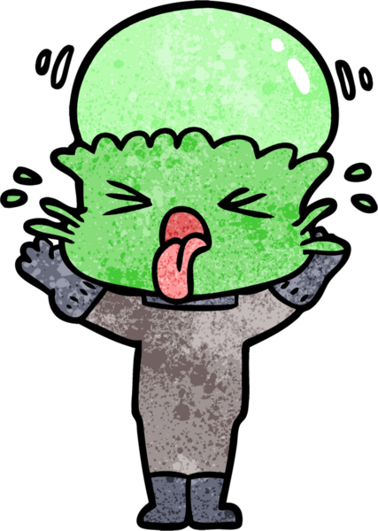 Bir insan tarafından çizilmiş garip bir uzaylı çizgi filmi.