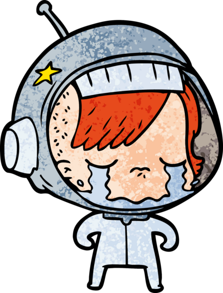 Bir insan tarafından çizilmiş ağlayan astronot kız.