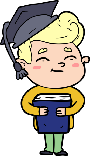 Bir insan tarafından çizilmiş mutlu çizgi film öğrencisi.