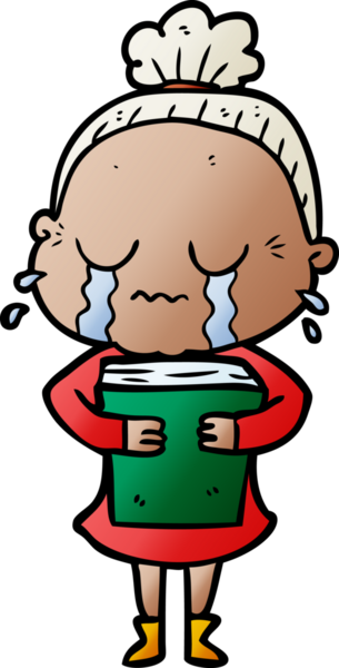 Bir insan tarafından çizilmiş ağlayan yaşlı kadın çizgi filmi.