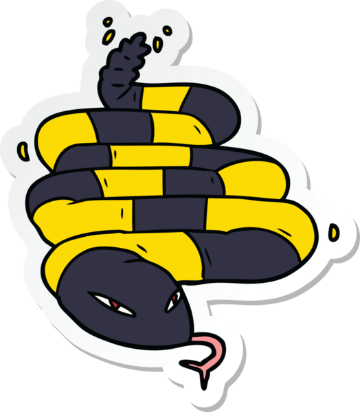 Bir insan tarafından çizilmiş zehirli bir yılan çıkartması.