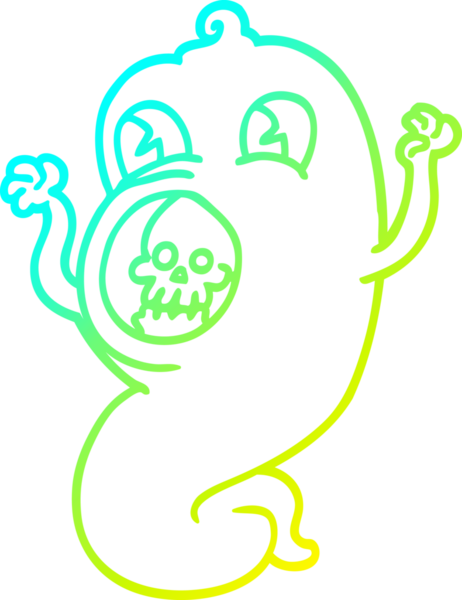 Bir insan tarafından çizilmiş ürkütücü bir çizgi film hayaletinin soğuk gradyan çizimi