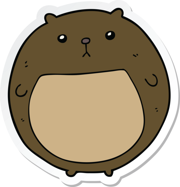 Bir insan tarafından çizilmiş çizgi film ayısının çıkartması.