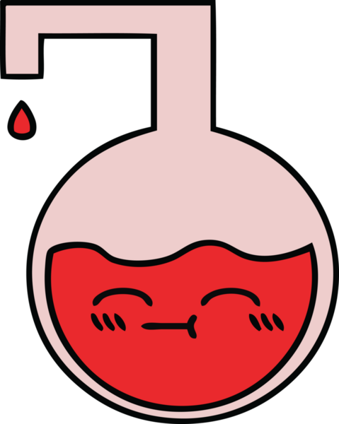 Bir insan tarafından çizilmiş bilimsel bir deneyin sevimli karikatürü.