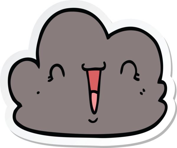 Bir insan tarafından çizilmiş mutlu bulutun çıkartması.