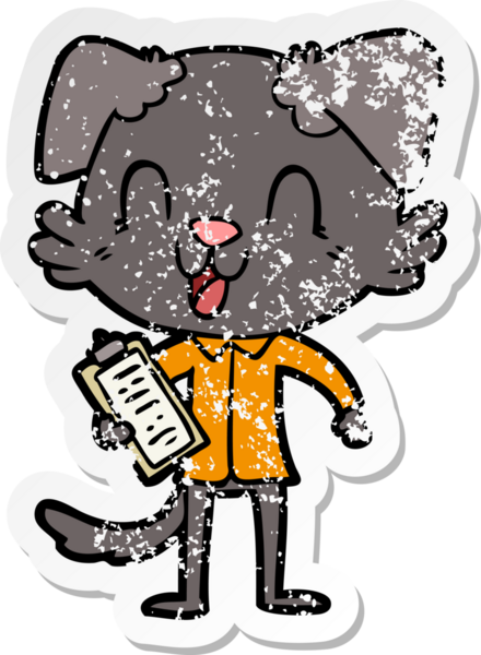 Bir insan tarafından çizilmiş komik bir köpek patronunun sıkıntılı çıkartması.