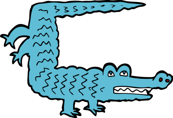 Bir insan tarafından çizilmiş timsah çizgi filmi.