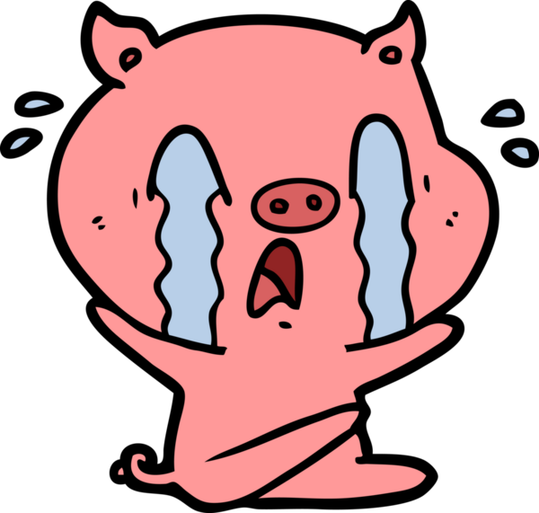 Bir insan tarafından çizilmiş ağlayan domuz çizgi filmi.