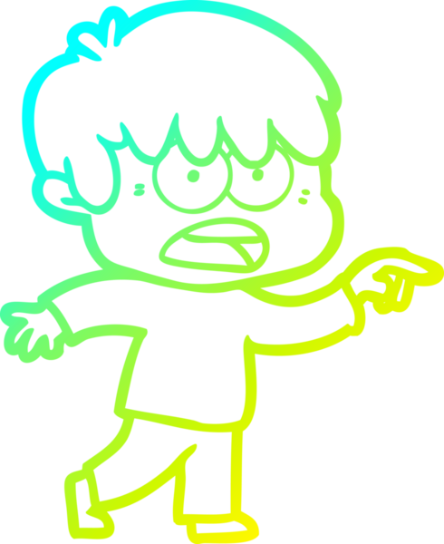 Bir insan tarafından çizilmiş endişeli çizgi film çocuğunun soğuk gradyan çizgisi.