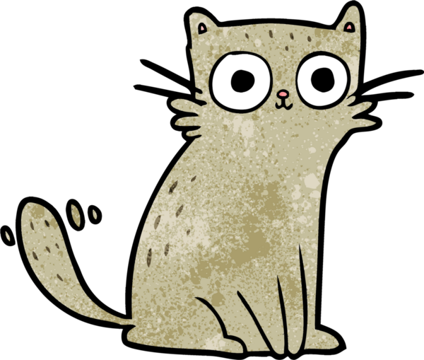 Bir insan tarafından çizilmiş çizgi film kedisi.