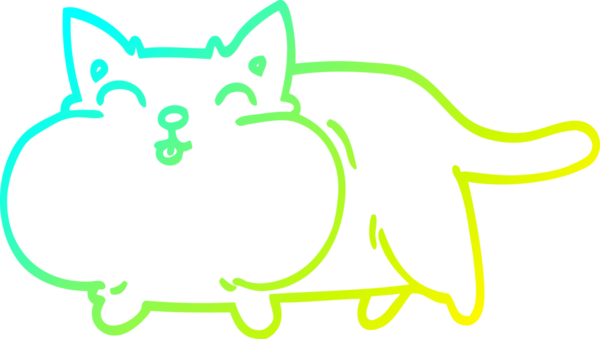 Bir insan tarafından çizilen mutlu çizgi bir kedinin soğuk gradyan çizimi