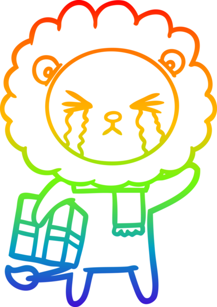 Bir insan tarafından çizilmiş ağlayan bir aslanın çizgi çizimi.