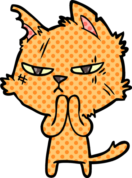 Bir insan tarafından çizilmiş sert çizgi film kedisi.