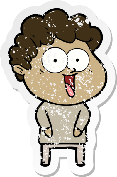 Bir insan tarafından çizilmiş mutlu bir adamın sıkıntılı çıkartması.