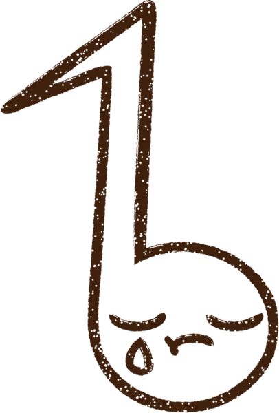 Bir insan tarafından çizilmiş hüzünlü bir müzikal defter karakteri.