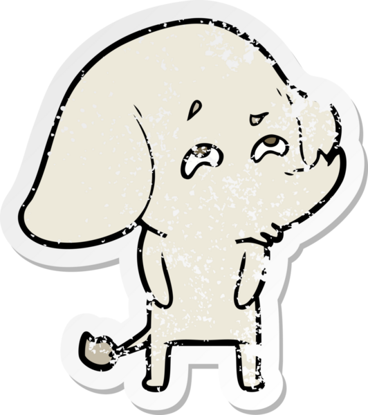 Bir insan tarafından çizilmiş karikatür filinin sıkıntılı çıkartması