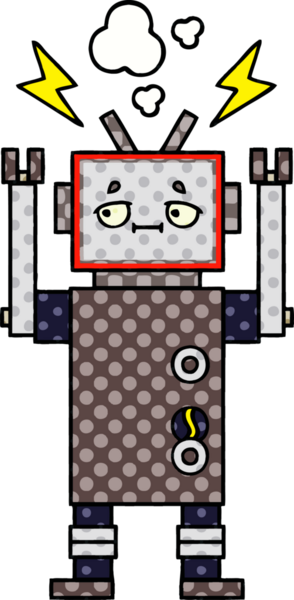 bir insan tarafından çizilmiş bir robotun çizgi roman tarzı