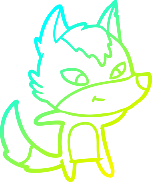 Bir insan tarafından çizilmiş dost canlısı bir kurt çizgi çizimi.