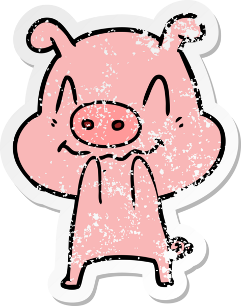 Bir insan tarafından çizilmiş sinirli bir domuzun sıkıntılı çıkartması.