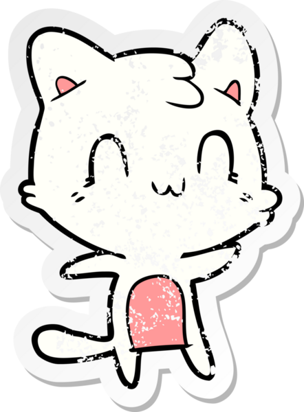 Bir insan tarafından çizilmiş mutlu bir kedinin sıkıntılı çıkartması.